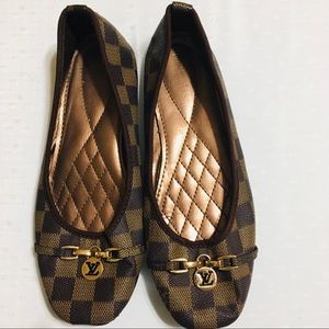Louis Vuitton Damier Flats 928 S 38 Gold Link LV